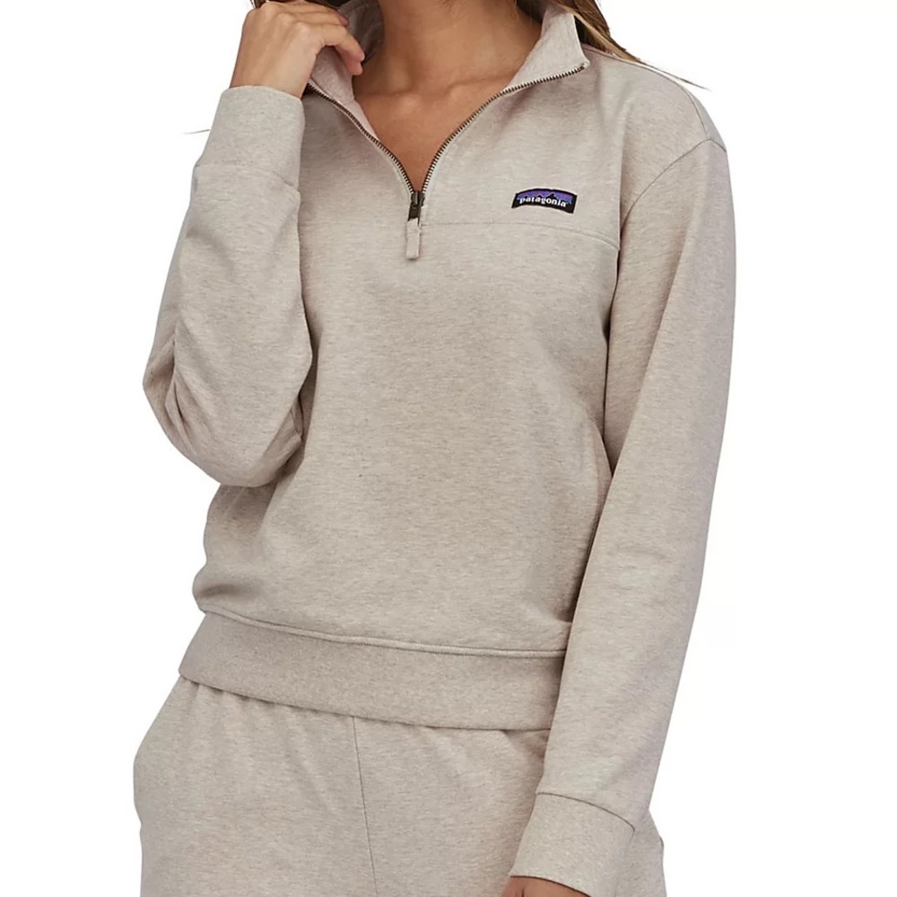Patagonia Women's Half-Zip Sweatshirt in Light Beige